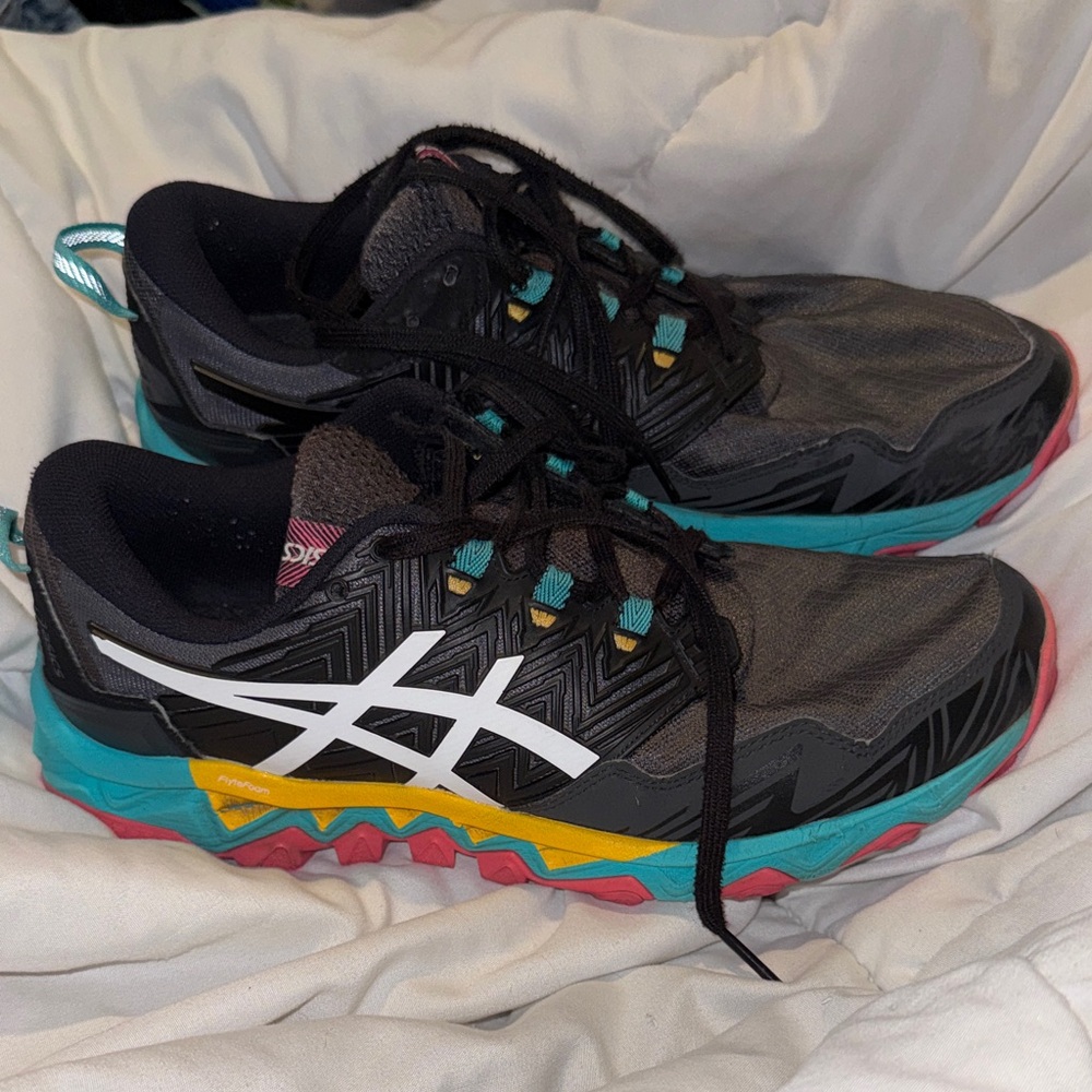 ASICS GEL-FujiTrabuco 8 trail running shoes in the Black Multi colorway Sz.9.5 W - Picture 2 of 16